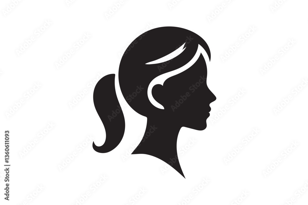 Women head icon silhouette on white background. (12) Women head icon silhouette on white background. (12)