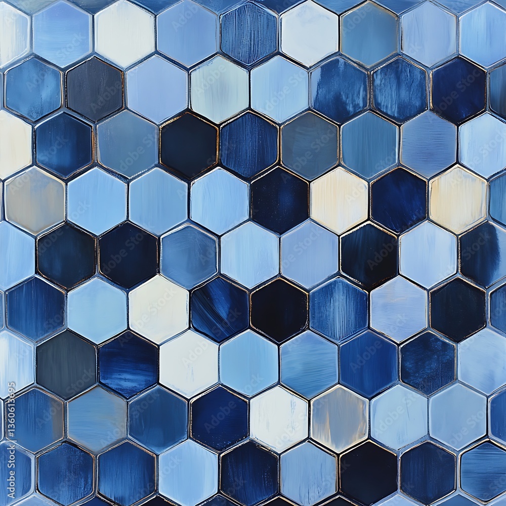 Blue white hexagon tile pattern Blue white hexagon tile pattern
