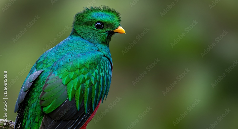 Fototapeta premium A vibrantly colored bird with iridescent plumage poses gracefully