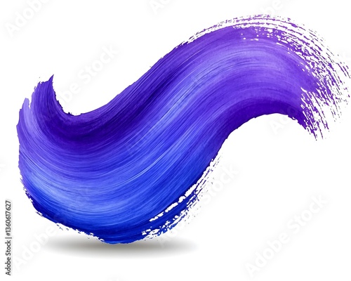 A flowing blue and purple brush stroke on a white backdrop