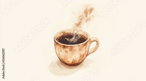 Obraz na płótnie Taza de café humeante dibujo w salonie