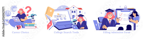 College Choise. Flat Vector Illustration