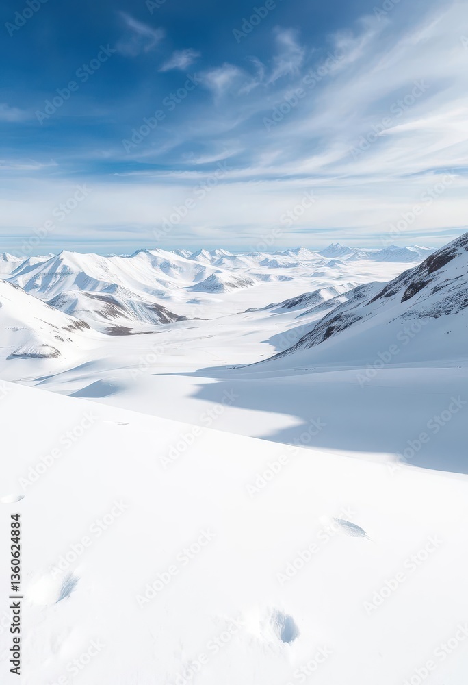 Untouched pristine white snow blanketing a vast landscape, frost, snowflake Untouched pristine white snow blanketing a vast landscape, frost, snowflake