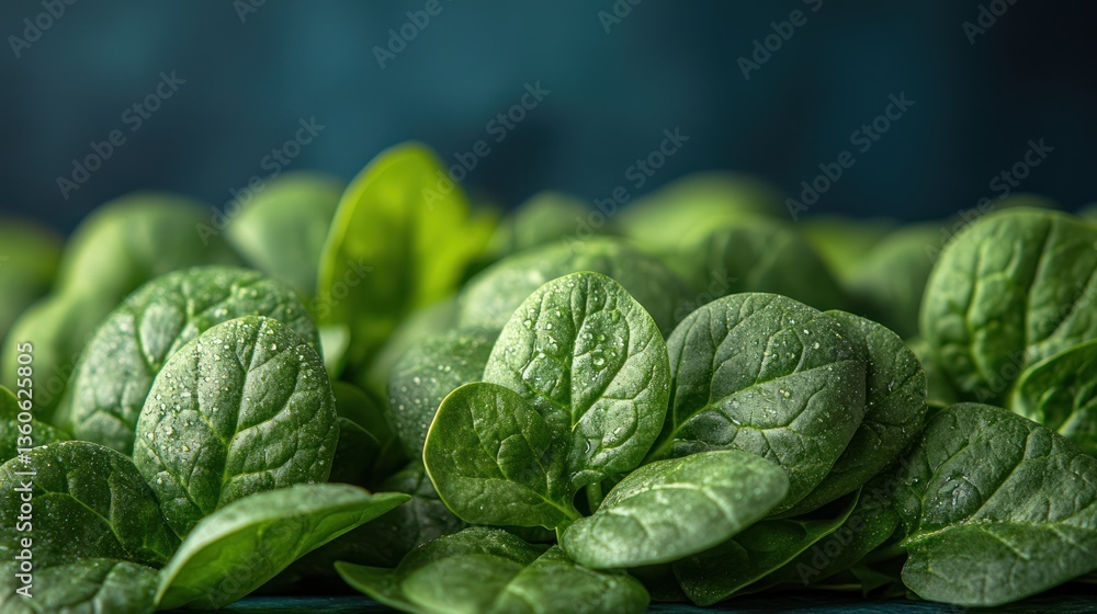 Fresh spinach leaves close-up, dark background, healthy food, cooking ingredient Fresh spinach leaves close-up, dark background, healthy food, cooking ingredient