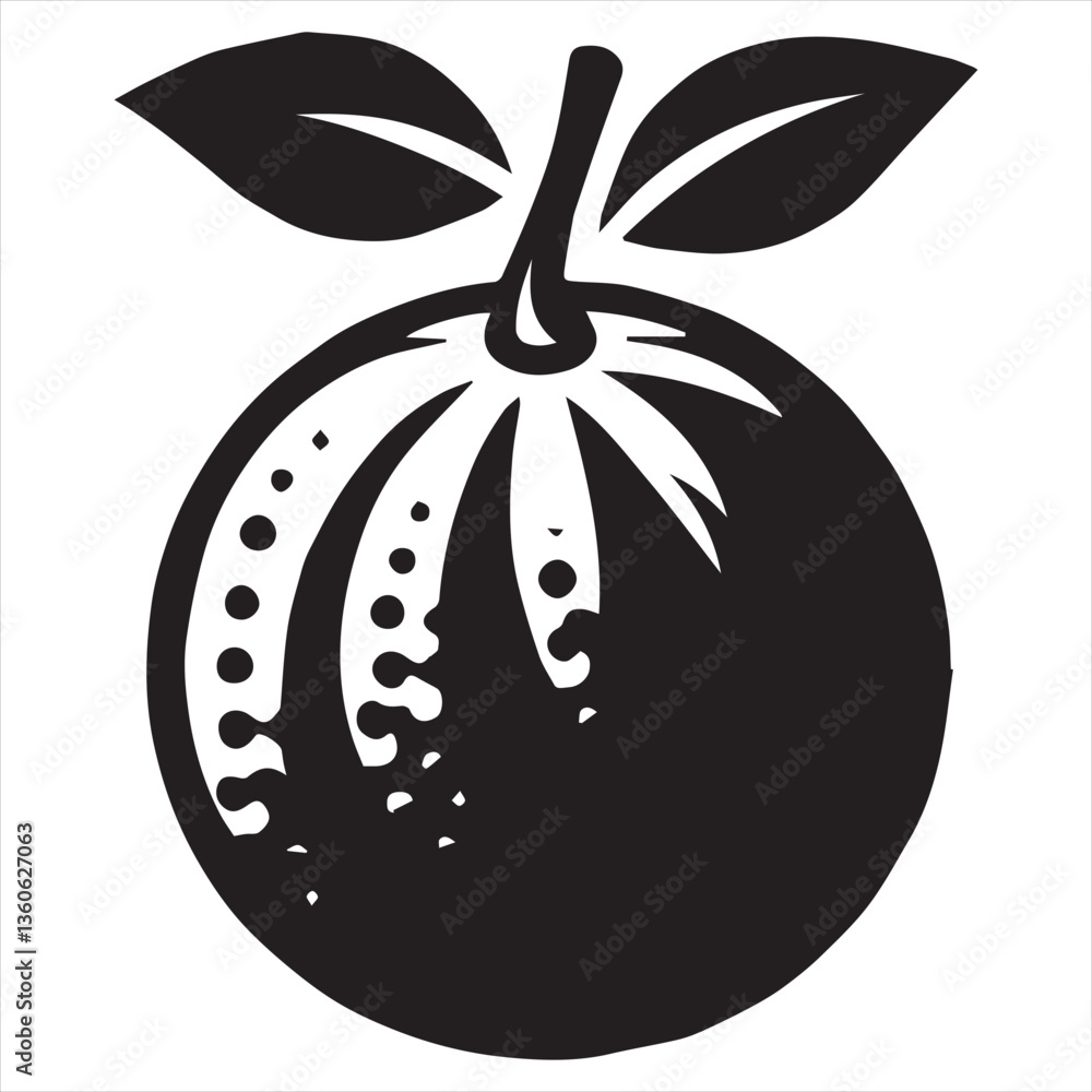 Orange Vector art illustration with leaves Orange Vector art illustration with leaves