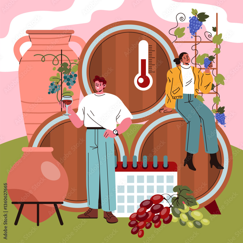 Fototapeta premium National Wine Day. Flat Vector Illustration