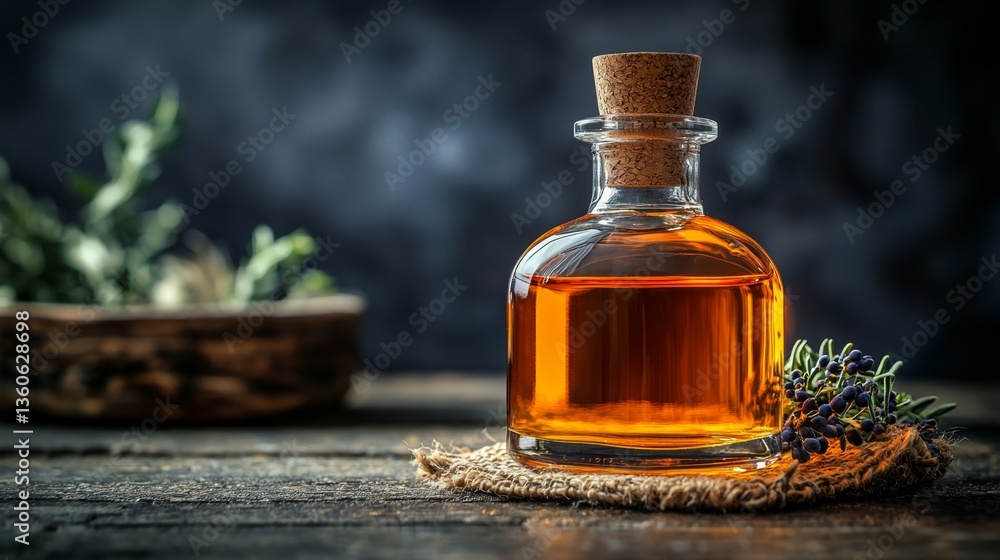 A bottle of olive oil sitting on top of a wooden table A bottle of olive oil sitting on top of a wooden table