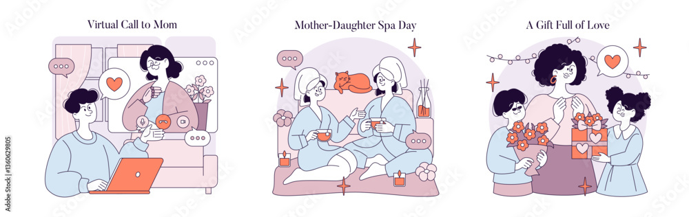 Mothers Day. Flat Vector Illustration Mothers Day. Flat Vector Illustration