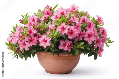 Wallpaper Mural Blooming Azalea Plant in Pot with Pink Flowers and Green Leaves Torontodigital.ca
