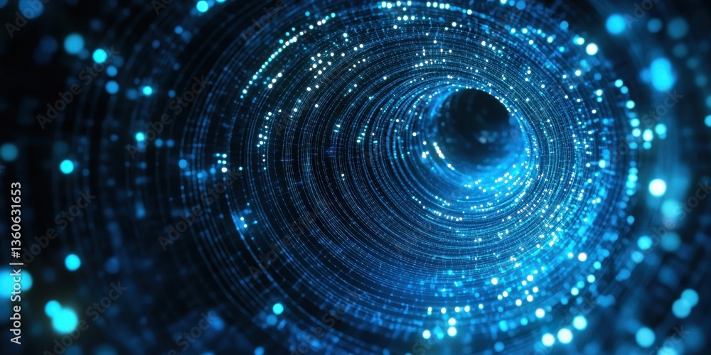 Obraz premium Digital Data Tunnel: An abstract digital tunnel of streaming blue data, illustrating connectivity and information transfer in the technological age.