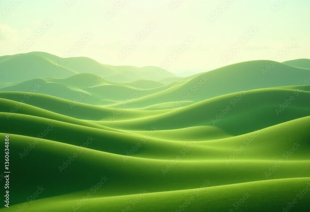 Obraz premium Bright Green Hills on a Sunny Day – Serene and Tranquil Landscape Background