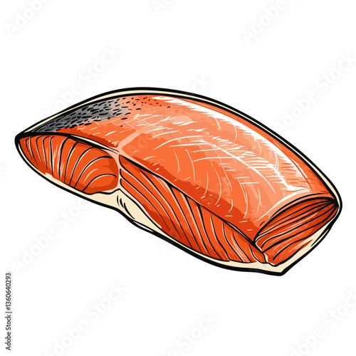 Smoked Salmon Fillet Vector Illustration