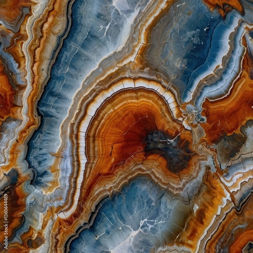 Texture of smooth surface of petrified wood with mineralized layers