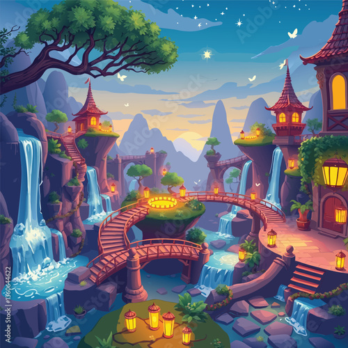 Enchanted Medieval Castle in a Lush Mountainous Landscape