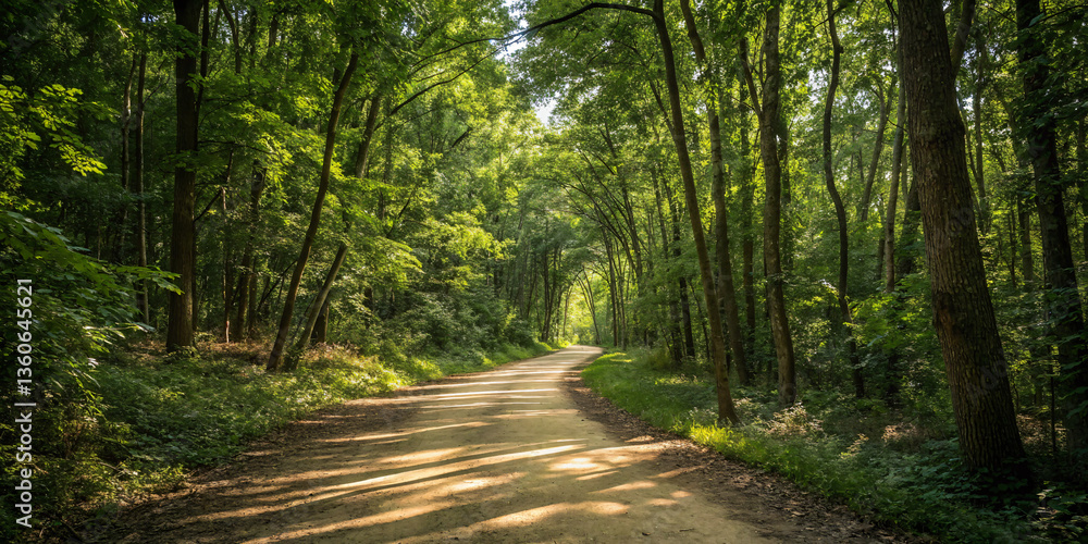 Obraz premium Forest Trail Surrounded by Lush Greenery