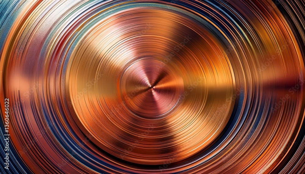 Obraz premium radial brushed copper rough shiny circular metal finish surface texture background- 19684