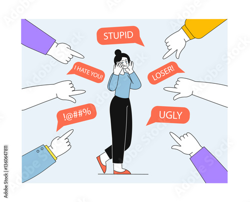 Bullying and verbal abuse concept. Vector illustration