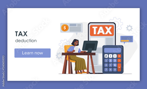 Tax deduction financial concept. Vector illustration