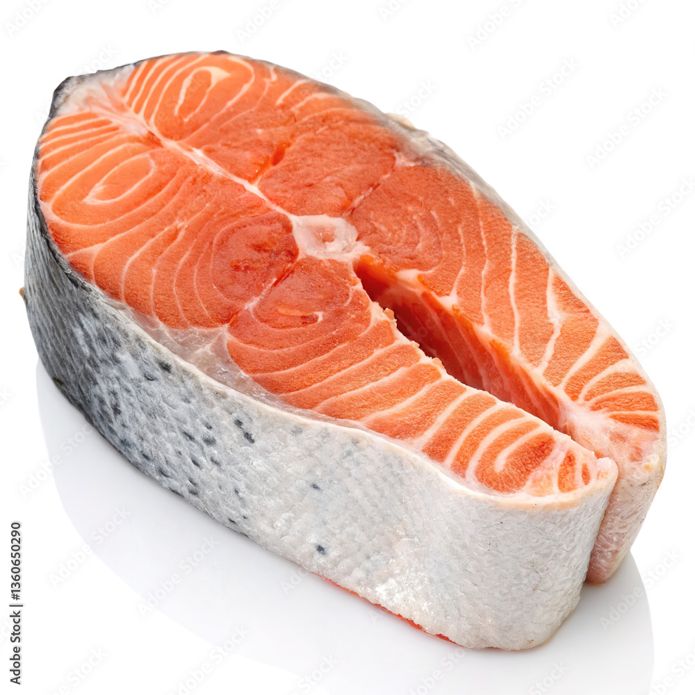A salmon steak close up shot transparent background A salmon steak close up shot transparent background
