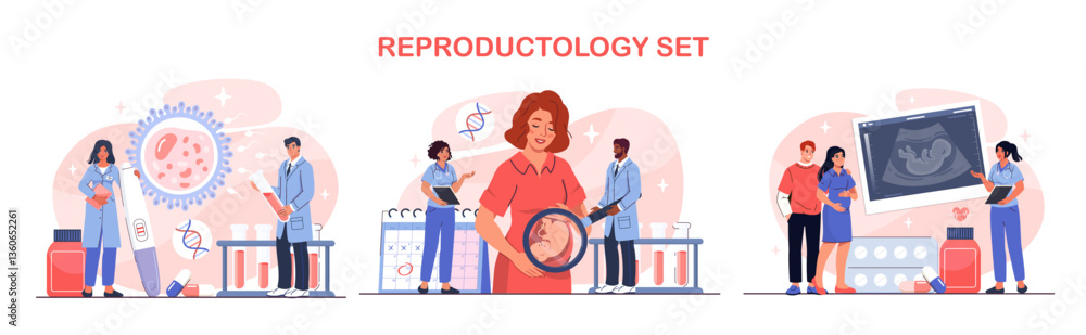 Reproductology and pregnancy concept. Vector illustration Reproductology and pregnancy concept. Vector illustration