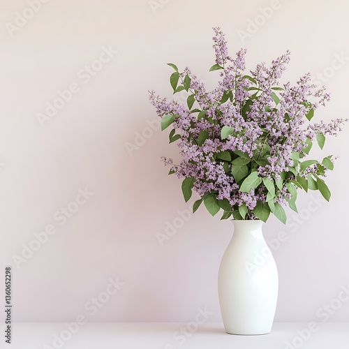 A vase filled with beautiful purple flowers and green leaves