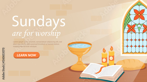 Sundays are for worship. Vector illustration
