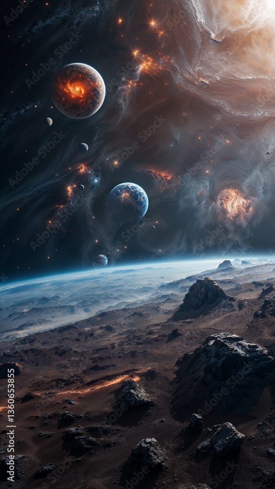 Naklejka premium space exploration beyond the event horizon