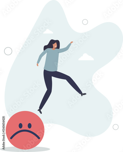 Overcome stress and anxiety, emotional problem, uncertainty or worried about work, depression or mental illness, sad and stressful concept.flat character life .