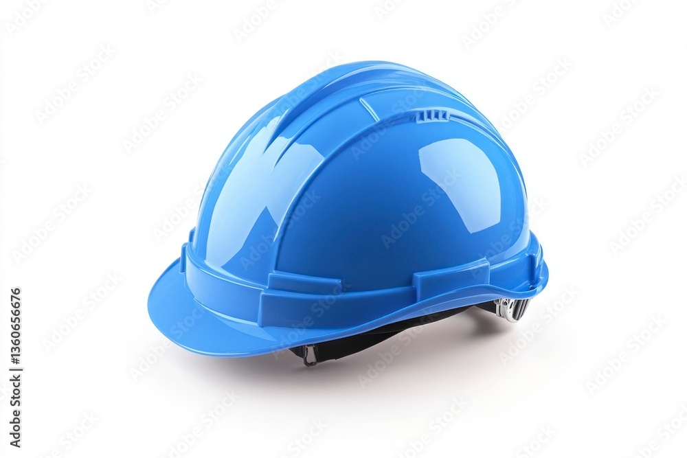 Fototapeta premium Blue Hard Hat Isolated on White Background for Workplace Safety