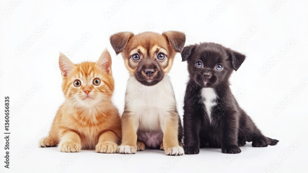 Obraz premium Adorable Pets Cats and Dogs Together