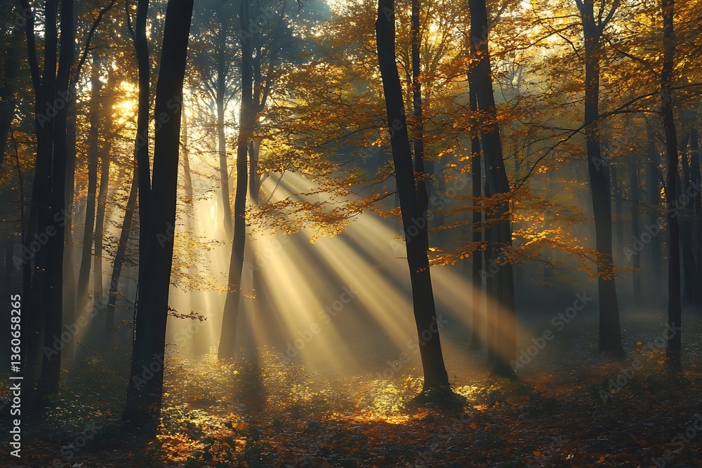 Fototapeta premium bold sunlight in woods stands out with vivid grace 