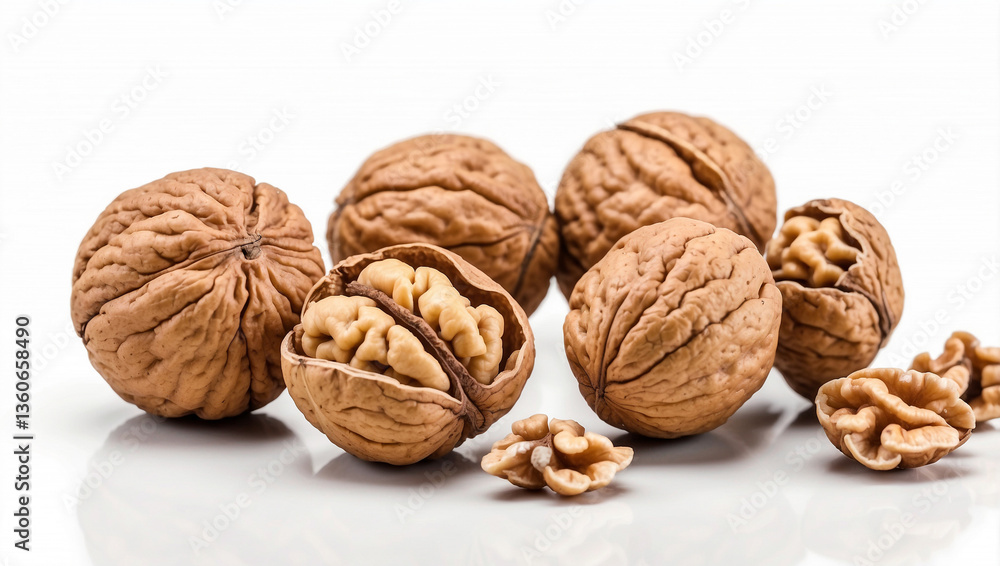 Isolated Walnuts on White Background for Healthy Snacking and Culinary Use Isolated Walnuts on White Background for Healthy Snacking and Culinary Use