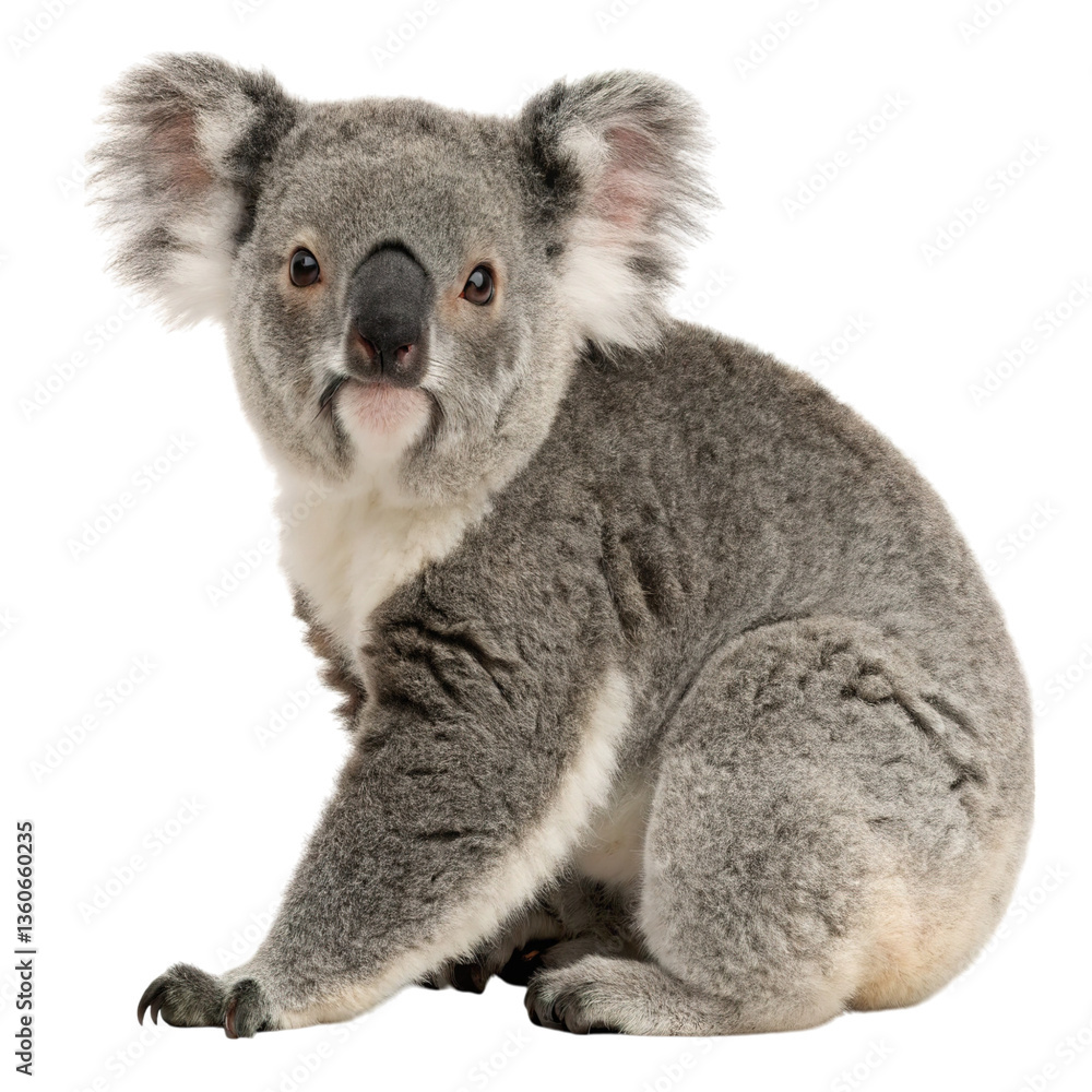 Naklejka premium A koala sitting uprightly transparent background