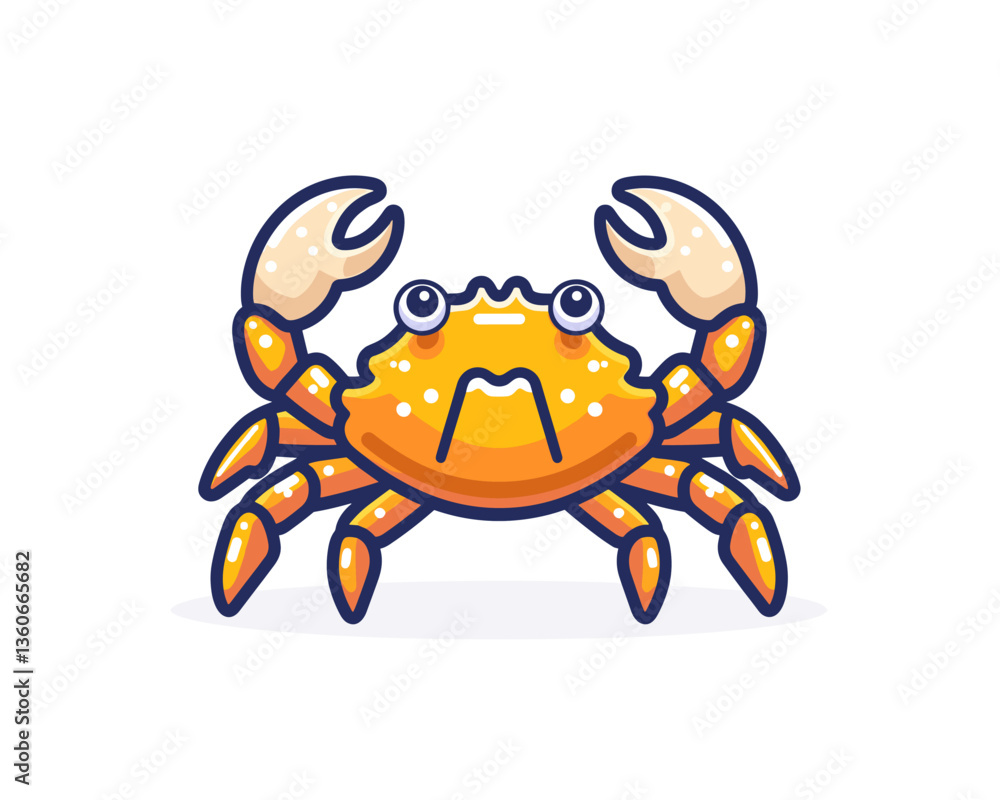 Obraz premium Crab vector illustration on the theme of marine animals in a flat style