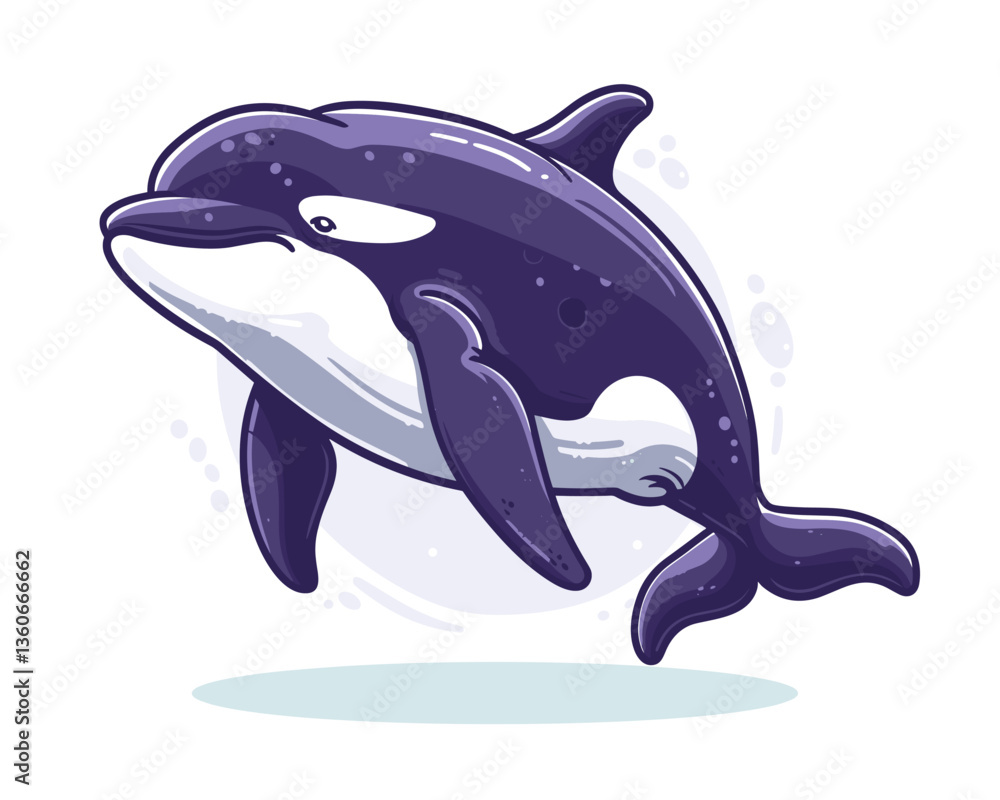Naklejka premium killer whale vector illustration on the theme of marine animals in a flat style