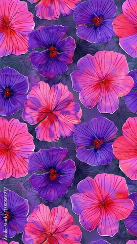 Wallpaper Mural A seamless pattern of dark purple and pink flowers Torontodigital.ca
