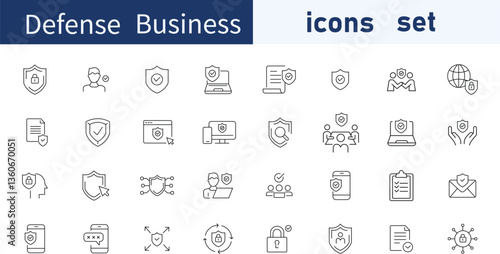 Defence Icon Set – Strong Vector Icons for Military, Security, and Protection Services