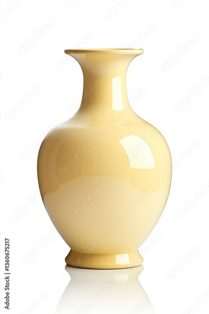 Elegant Ceramic Vase with Glossy Finish on White Background for Decor Elegant Ceramic Vase with Glossy Finish on White Background for Decor