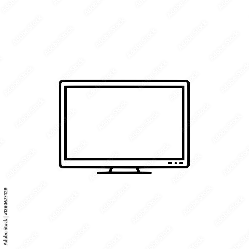 Minimalist TV Screen Icon: A clean, simple, and elegant outline of a modern television screen, perfect for conveying technology, entertainment, or design concepts. Minimalist TV Screen Icon: A clean, simple, and elegant outline of a modern television screen, perfect for conveying technology, entertainment, or design concepts.