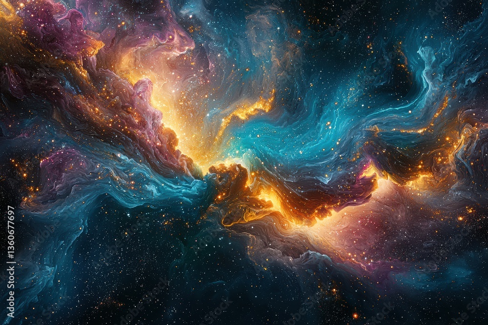 Obraz premium Celestial Nebula A Cosmic Dance of Color and Light