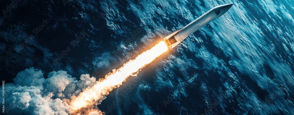 Fototapeta premium Rocket Launch into Space Stunning View of Earth from Above