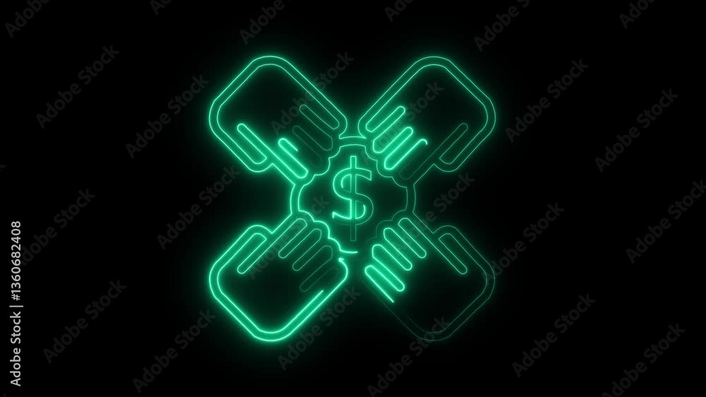 Glowing neon mutual fund icon isolated on black background. HD Video motion graphic animation icon Glowing neon mutual fund icon isolated on black background. HD Video motion graphic animation icon