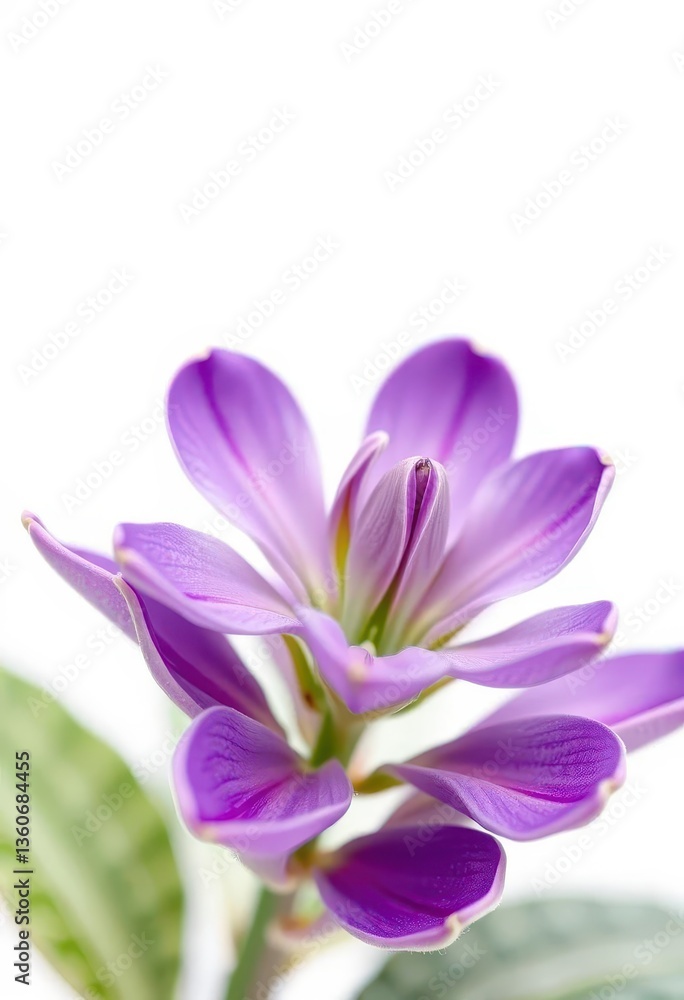 Close-up of a single sage flower, with delicate petals and vibrant color, isolated on a pure white background, single flower, background Close-up of a single sage flower, with delicate petals and vibrant color, isolated on a pure white background, single flower, background