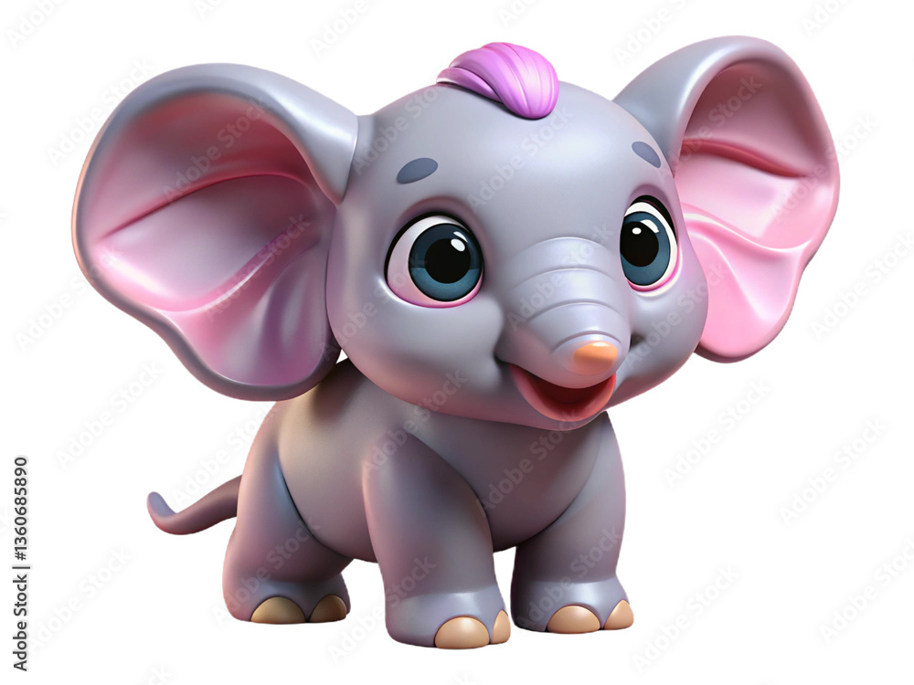 Fototapeta premium A cute pink cartoon baby elephant and hippo smile in a wild safari vector art illustrationA cute pink cartoon baby elephant and hippo smile in a wild safari vector art illustration AI Generative