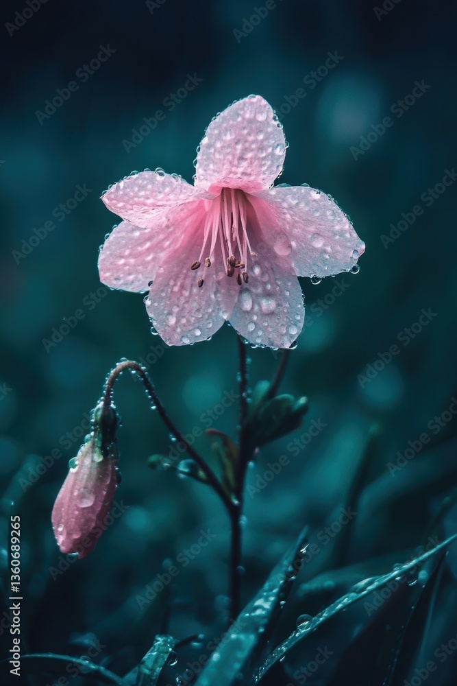 Beautiful flowers in seasonal rain in Spring