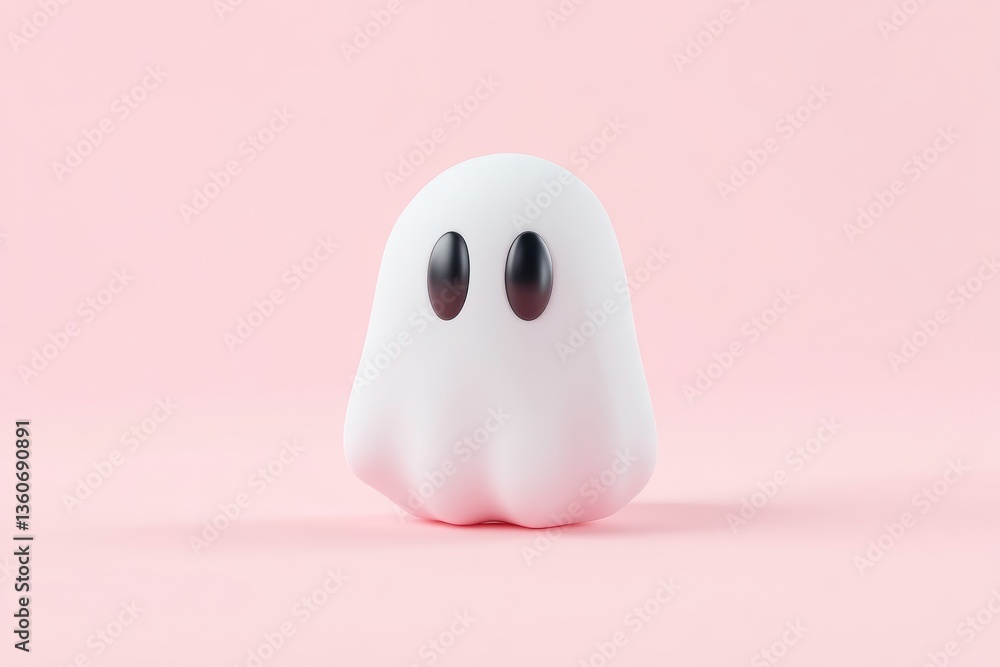 Cute, simple ghost figurine on pink background Cute, simple ghost figurine on pink background