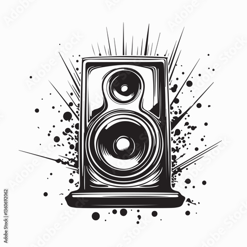 Speakers vector images. Grunge Speaker Stock Illustration on white background.