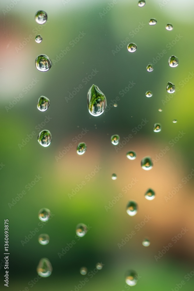 Lush green plants in Spring rain.