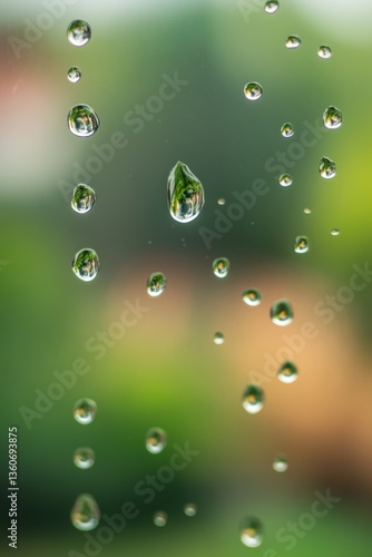 Lush green plants in Spring rain.