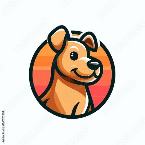 Illustration vectorielle d'un emblème de chien dans un style cartoon. Design de logo en flat design, parfait pour les projets liés aux animaux. Style EPS10 adapté pour le branding et les graphismes.

